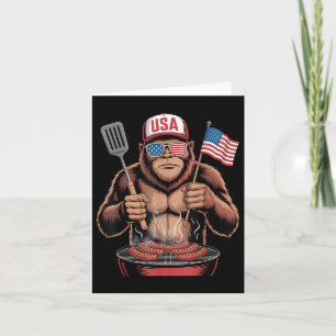 Cartão Churrasco Bigfoot Em 4 De Julho, Sasquatch Patriót