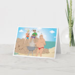 Cartão CHURRASCO da pesca ida/praia<br><div class="desc">Este cartão, ilustrado pelo Lea Owen de Rachel, caracteriza um homem que tem um CHURRASCO na praia é confuso e inconsciente os homens que pescam fora das rochas "travaram" elas mesmas todos seus bifes. Convite possível do CHURRASCO da praia do divertimento, cartão feliz do feriado, ou um cartão para qualquer...</div>