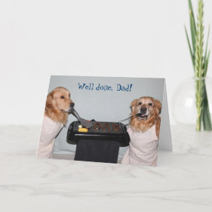 Cartão Churrasco de Dia de os pais de Retriever de ouro