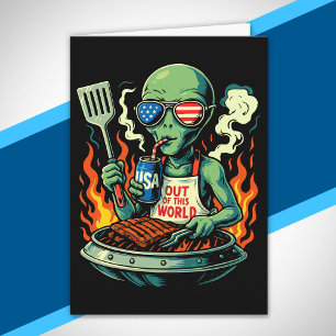 Cartão Churrasqueira Patriótica de Alien Óculos de Sol Ba