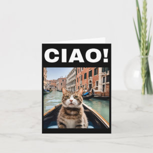 Cartão Ciao Funny Gondolier Cat Em Um Gondola Venetiano