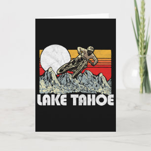 Cartão Ciclismo de Montanha em Lake Tahoe Vibração Vintag