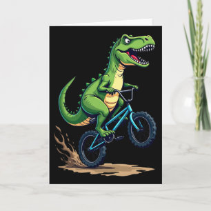 Cartão Ciclista De Bicicleta Bmx Dinossauro Mountain Biki