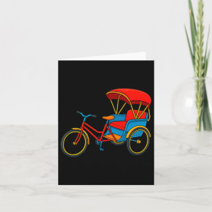 Cartão Ciclo Rickshaw de Pedal Bicicleta Táxi Tri-blend P