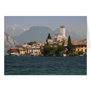 Cartão Cidade à beira do lago, Malcesine, Província de Ve