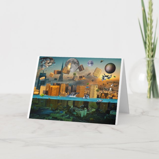 Cartão Cidade da confusão da gravidade sob o cerco (Frente)