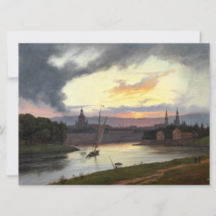 Cartão Cidade de Dresden no Sunset (paisagem alemã)