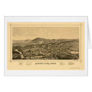 Cartão Cidade de Jewett, mapa panorâmico do CT - 1889