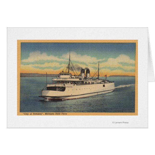 Cartão Cidade de Mackinaw, MI - Vista da Cidade de Petosk (Frente Horizontal)