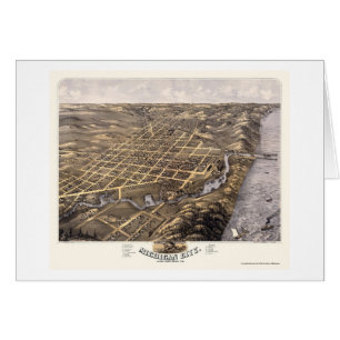 Cartão Cidade de Michigan, no mapa panorâmico - 1869b
