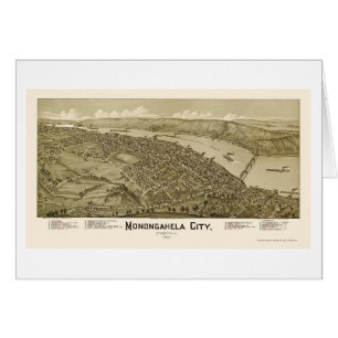 Cartão Cidade de Monogahela, mapa panorâmico do PA - 1902