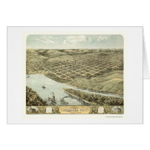 Cartão Cidade de Nebraska, mapa panorâmico do NE - 1868