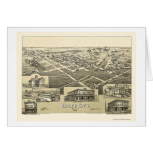 Cartão Cidade de Wolfe, mapa panorâmico de TX - 1891
