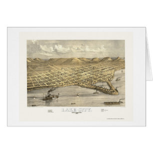 Cartão Cidade do lago, mapa panorâmico do manganês - 1867