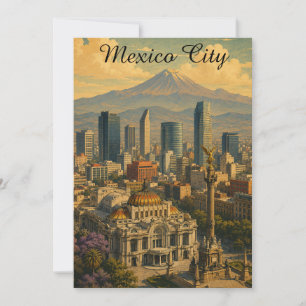 Cartão Cidade do México Vintage CDMX Viagem Retro