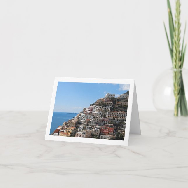 Cartão cidade do Monte-side de Positano na costa de (Frente)
