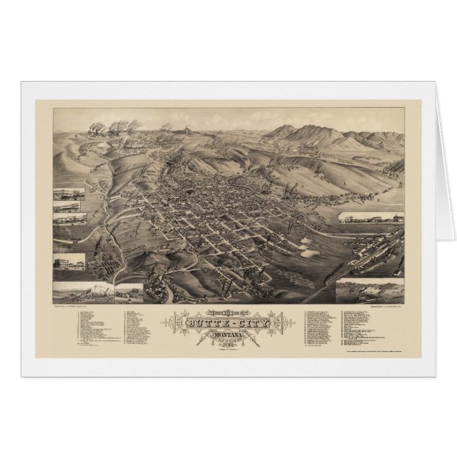 Cartão Cidade do montículo, mapa panorâmico da TA - 1884 (Frente Horizontal)