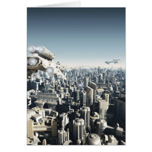 Cartão Cidade futura sob o ataque