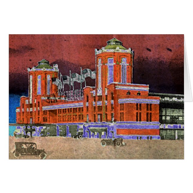 Cartão Cidade Windy de marinho Pier Chicago, 1920 (Frente Horizontal)