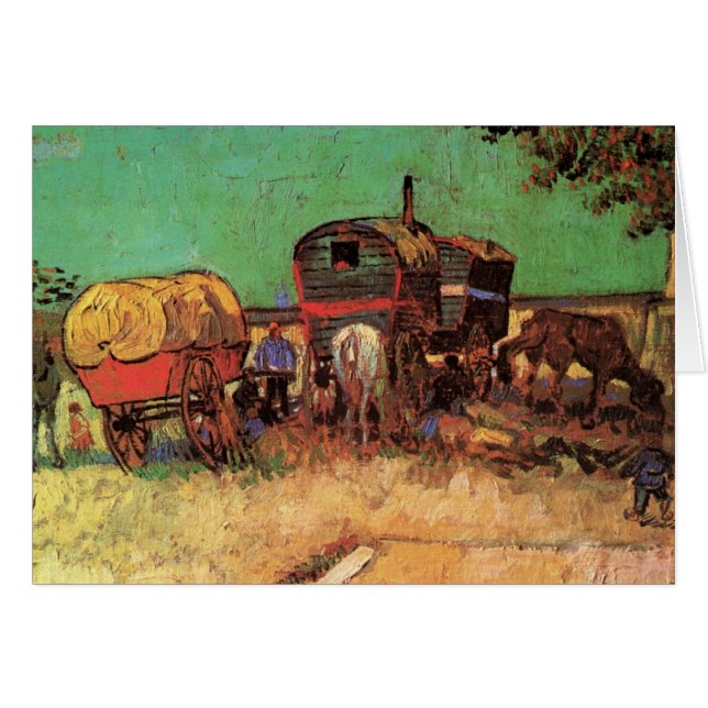Cartão Ciganos com caravanas de Vincent van Gogh Card (Frente Horizontal)