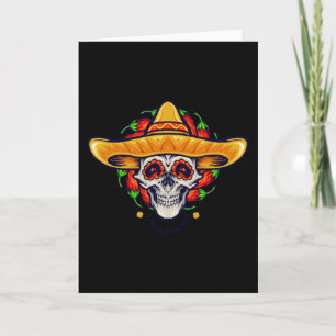 Cartão Cinco de mayo - crânio mexicano sombrero