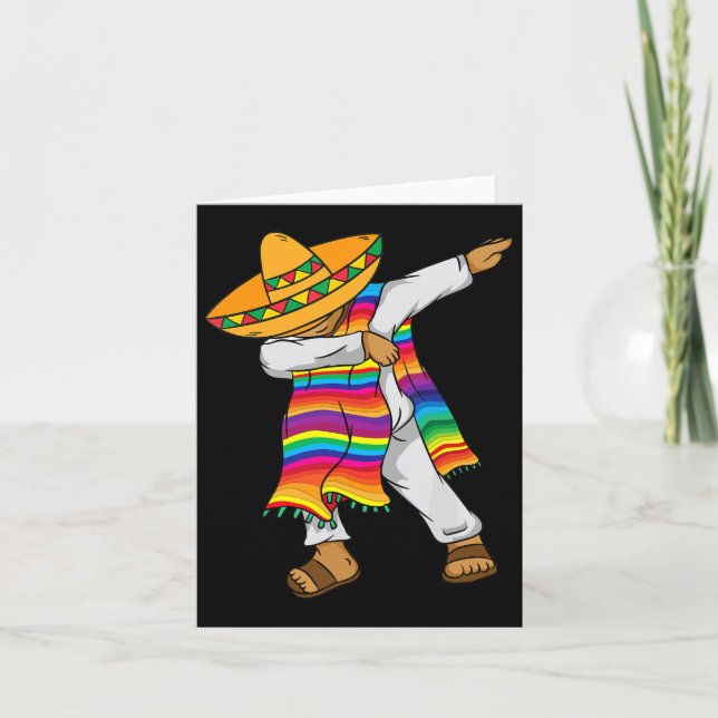 Cartão Cinco De Mayo Dabbing Poncho Kids Toddler Mexicano (Frente)