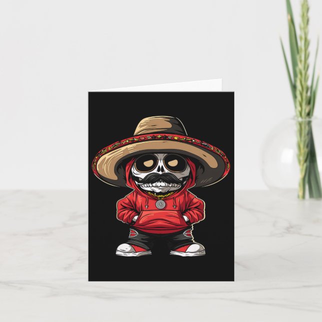 Cartão Cinco De Mayo Fiesta México Skeleton Party Sombrer (Frente)