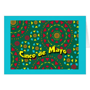 Cartão Cinco de Mayo, Padrão Mosaico Colorido