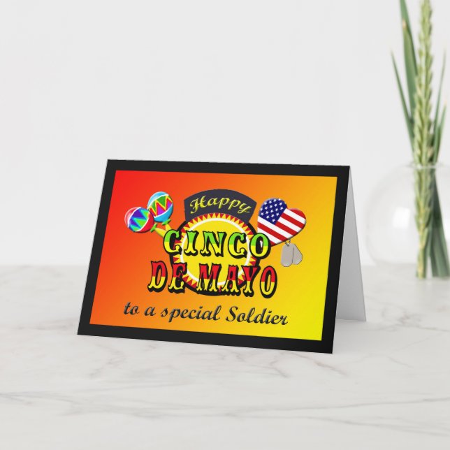 Cartão Cinco de Mayo Soldado Militar (Frente)