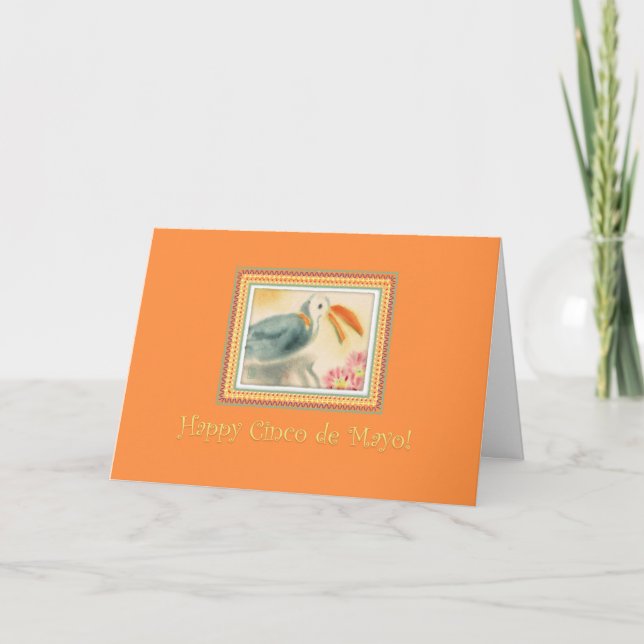 Cartão Cinco de Mayo Toucan em Laranja (Frente)