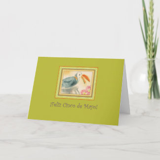 Cartão Cinco de Mayo Toucan em verde em espanhol