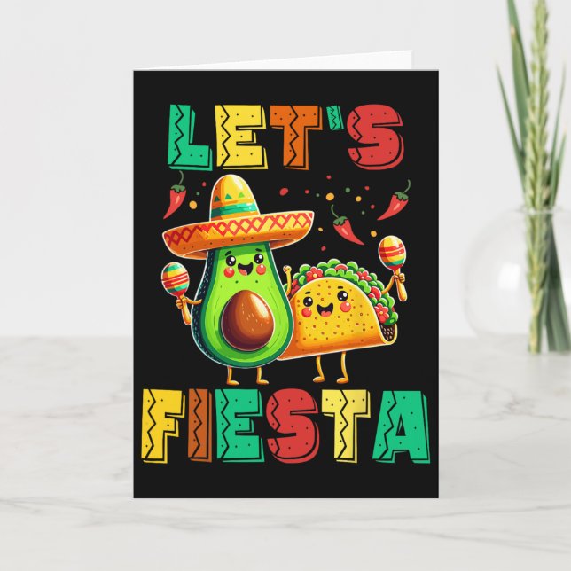 Cartão Cinco De Mayo Vamos Festejar Abacate E Tacos Cinco (Frente)