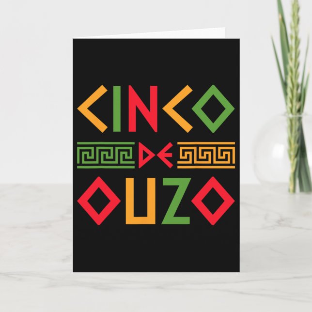 Cartão Cinco De Ouzo Retro Divertido Grego Páscoa Cinco D (Frente)