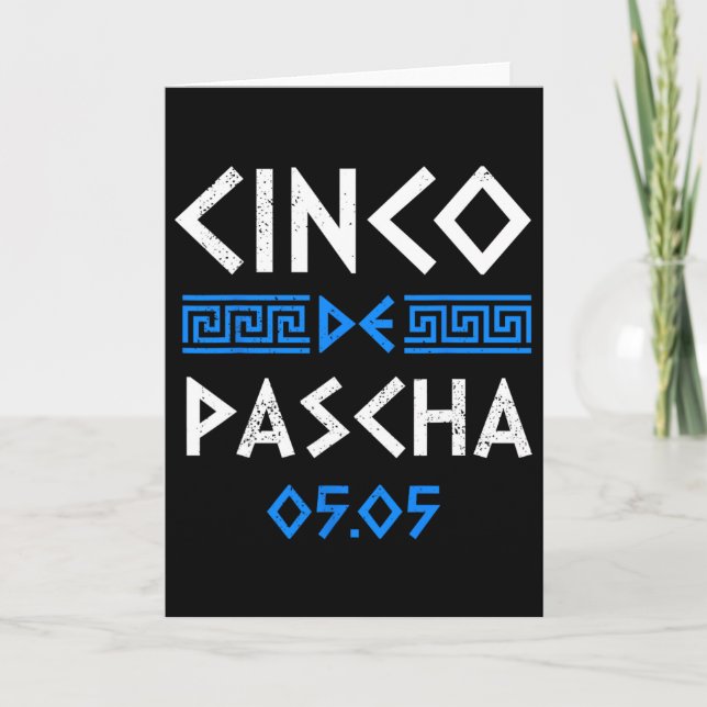 Cartão Cinco De Pascha Bandeira da Grécia Páscoa Grega Di (Frente)