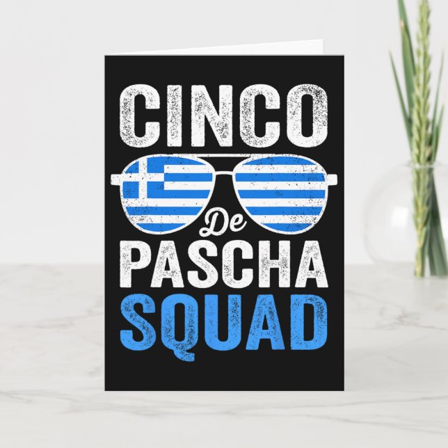 Cartão Cinco De Pascha Equipe Bandeira da Grécia Páscoa G (Frente)