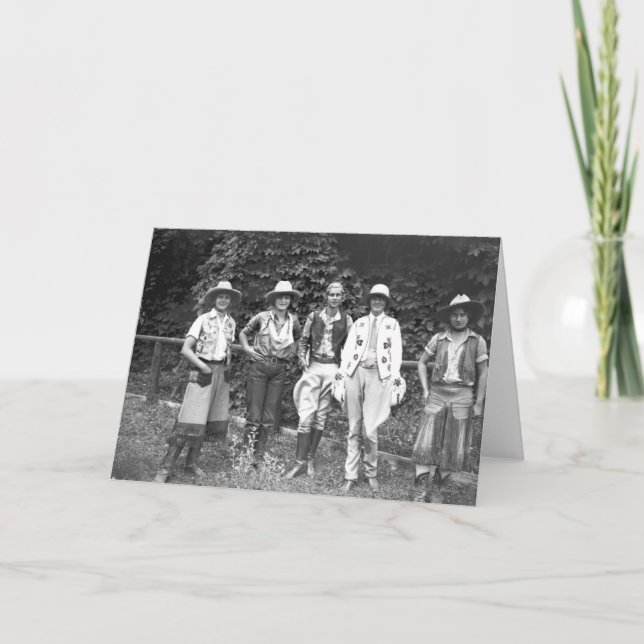 Cartão Cinco mulheres no rancho (Frente)