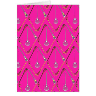 Cartão Cinco palitos de lacrosse cor-de-rosa