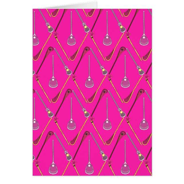 Cartão Cinco palitos de lacrosse cor-de-rosa (Frente)