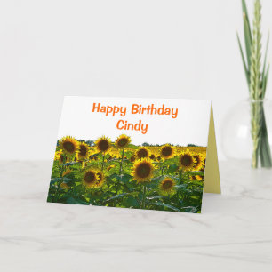 Cartão Cindy Happy Birthday Sunflower Field