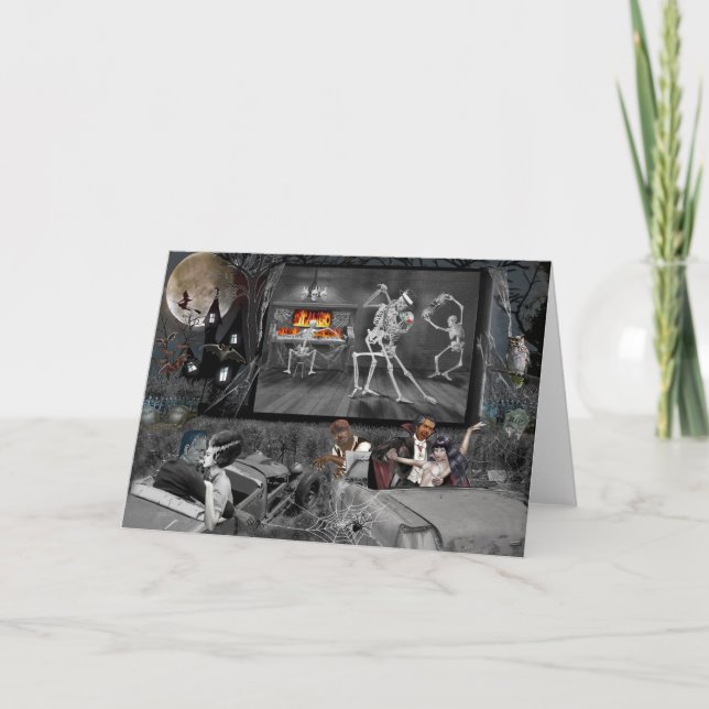 Cartão Cinema ao ar livre assombrado do Dia das Bruxas (Frente)