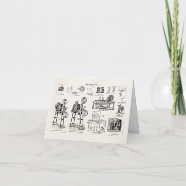 Cartão Cinematografia antiga velha da câmera de filme do (Frente)