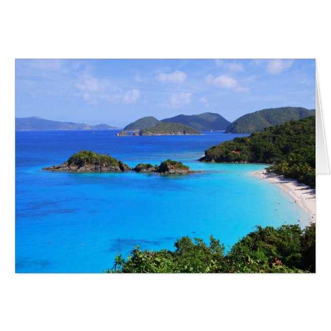 Cartão Cinnamon Bay Beach, Rua John, Ilhas Virgens Americ (Frente Horizontal)