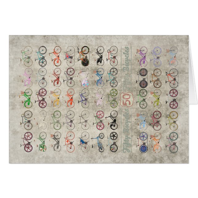 Cartão Cinqüênta bicicletas (Frente Horizontal)