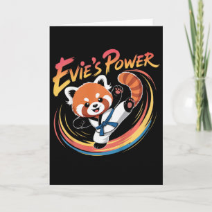 Cartão Cinto Azul de Taekwondo Karatê do Panda Vermelho P