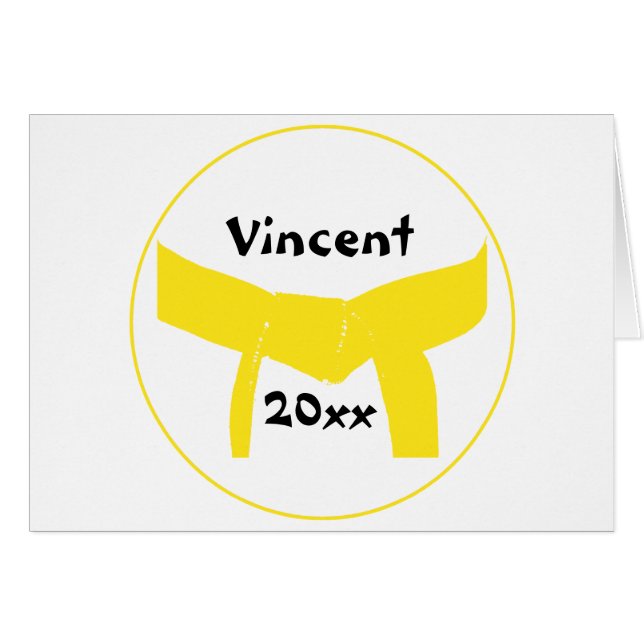 Cartão Cinturão Amarelo de Artes Marciais (Frente horizontal)