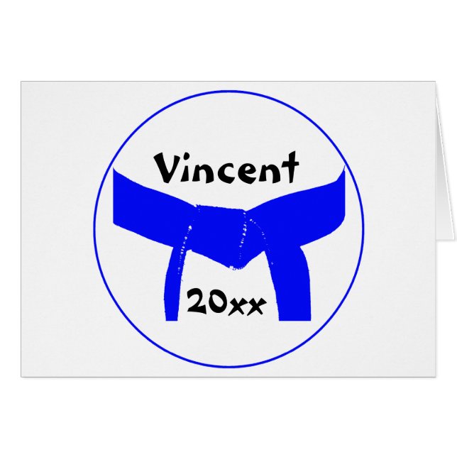 Cartão Cinturão azul claro de artes marciais (Frente horizontal)