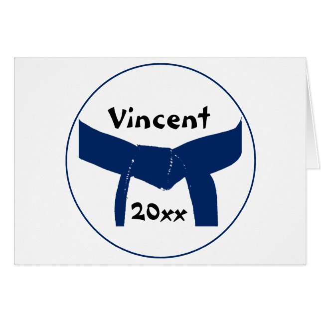 Cartão Cinturão Azul Escuro de Artes Marciais (Frente horizontal)