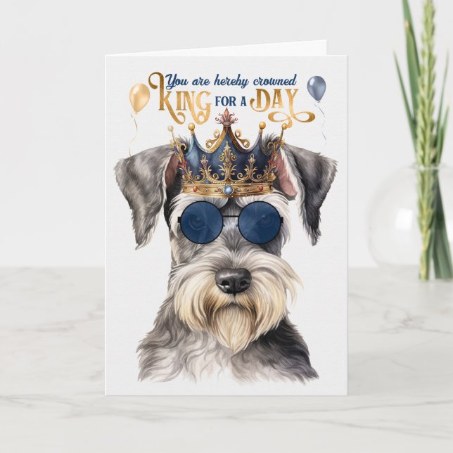 Cartão Cinza bonita Schnauzer King para um aniversário en (Frente)