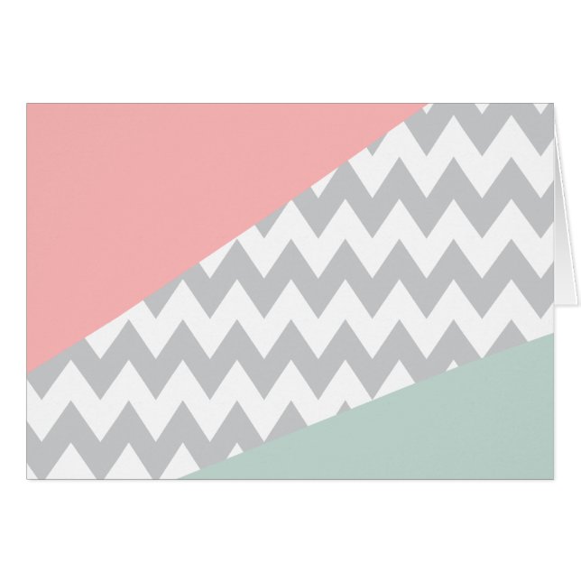 Cartão Cinza Chevron Mint e Coral (Frente Horizontal)