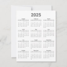 Cinza e Branco 2025 - Calendário geral